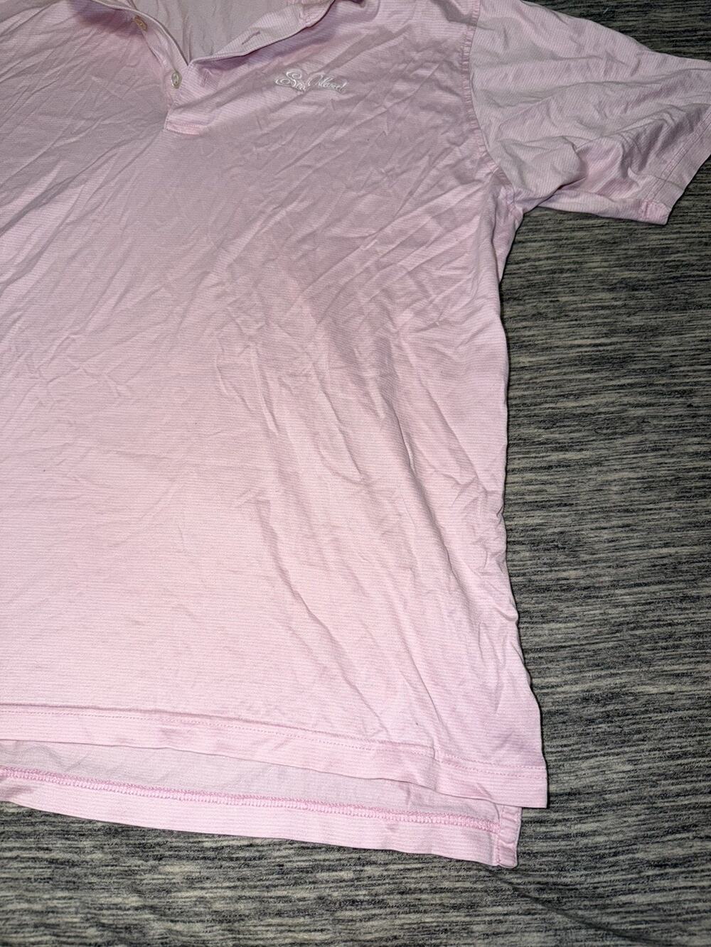 Peter Millar Polo Shirt Mens Large Pink Striped SEA ISLAND Golf